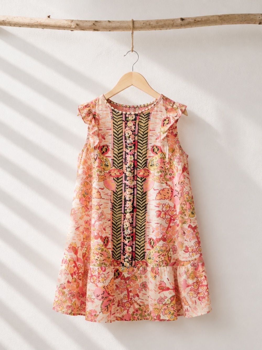Free People Tulum Floral Ruffle Peplum Tunic Top